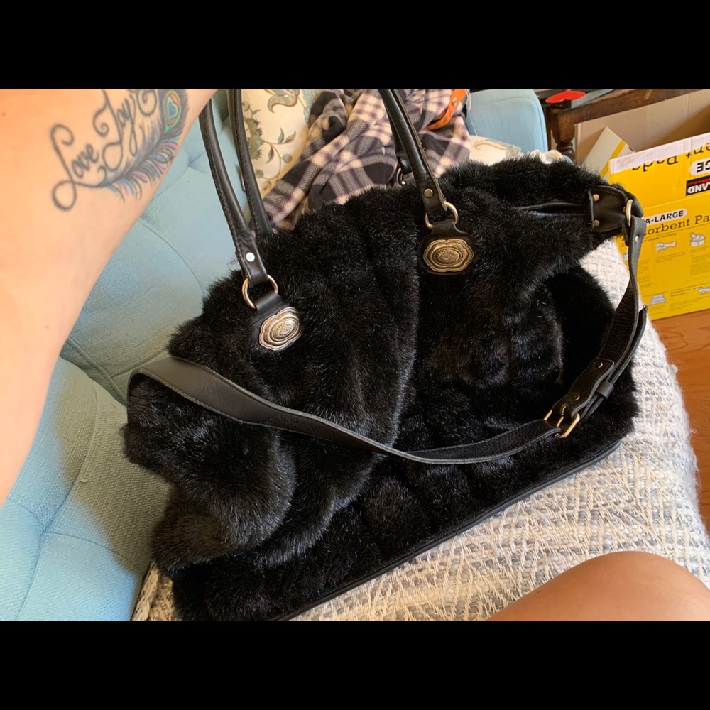 Faux Fur Bag with Sterling and Leather